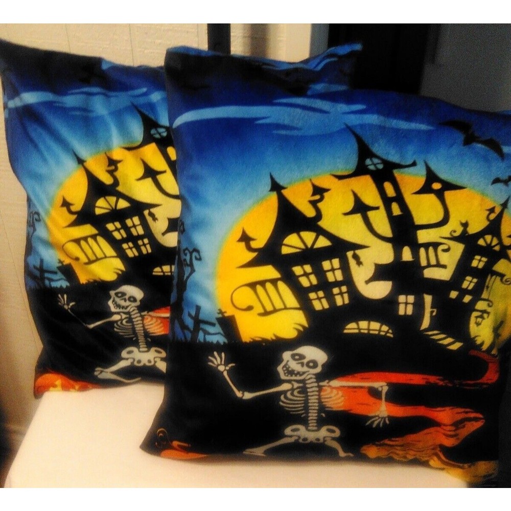 2 Double sided Halloween Decorations Pillows New